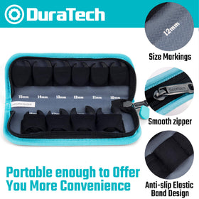 DURATECH crowfoot wrenches shown in case for portable use.