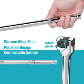DURATECH 12-inch bar extends reach for rusted fasteners in automotive work.