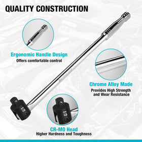 DURATECH Breaker Bar 17.5-inch length provides extended reach for hard-to-access bolts.