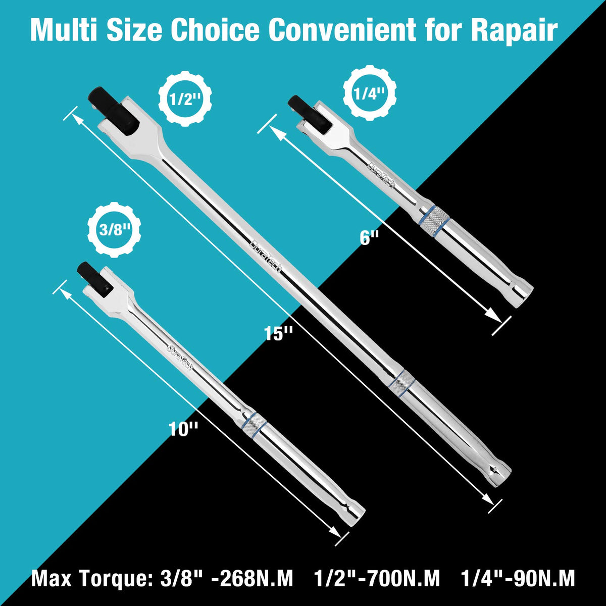 DURATECH 6-inch breaker bar reaches confined areas with smooth turning power.