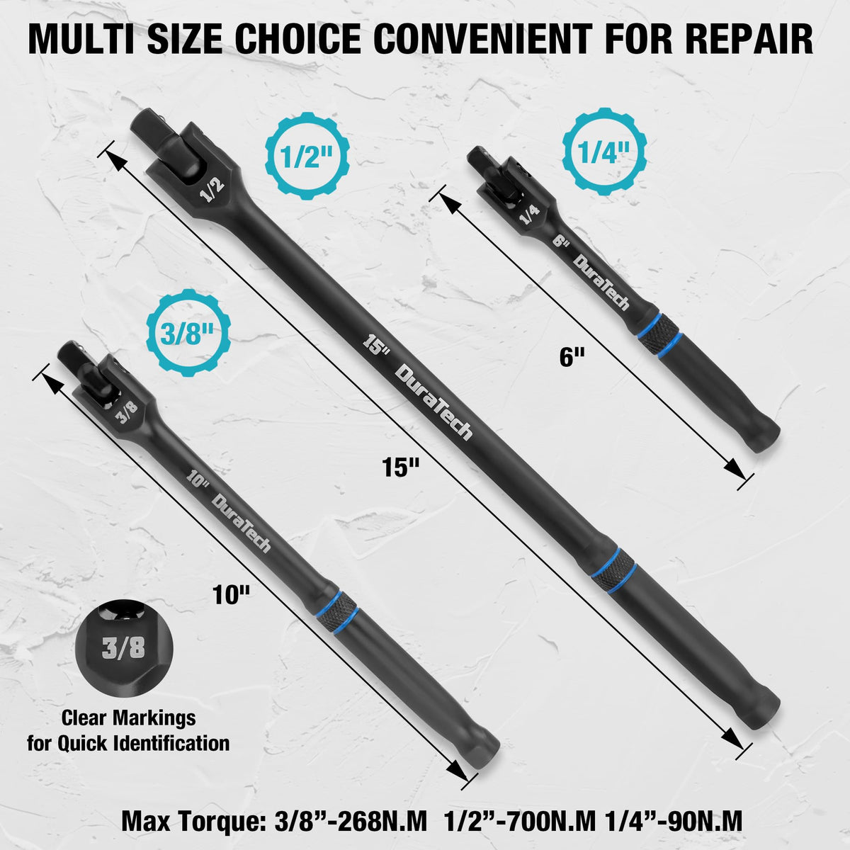 DURATECH quarter‑inch drive breaker bar enabling precise torque on small fasteners.