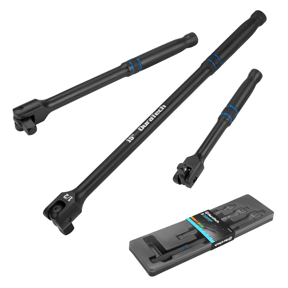 DURATECH breaker bar set with rotatable head for versatile leverage in tight spaces.