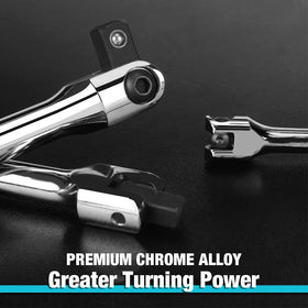 DURATECH Breaker Bar with spring-loaded detent keeps sockets secure.