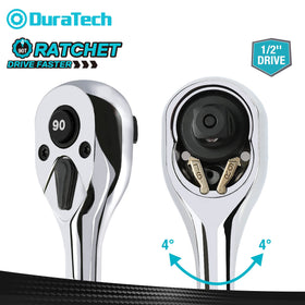 DURATECH chrome polished finish on a durable Cr-V ratchet for lasting shine.