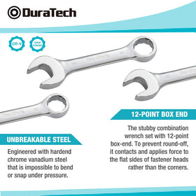 DURATECH chrome vanadium alloy wrenches resist rust and wear.