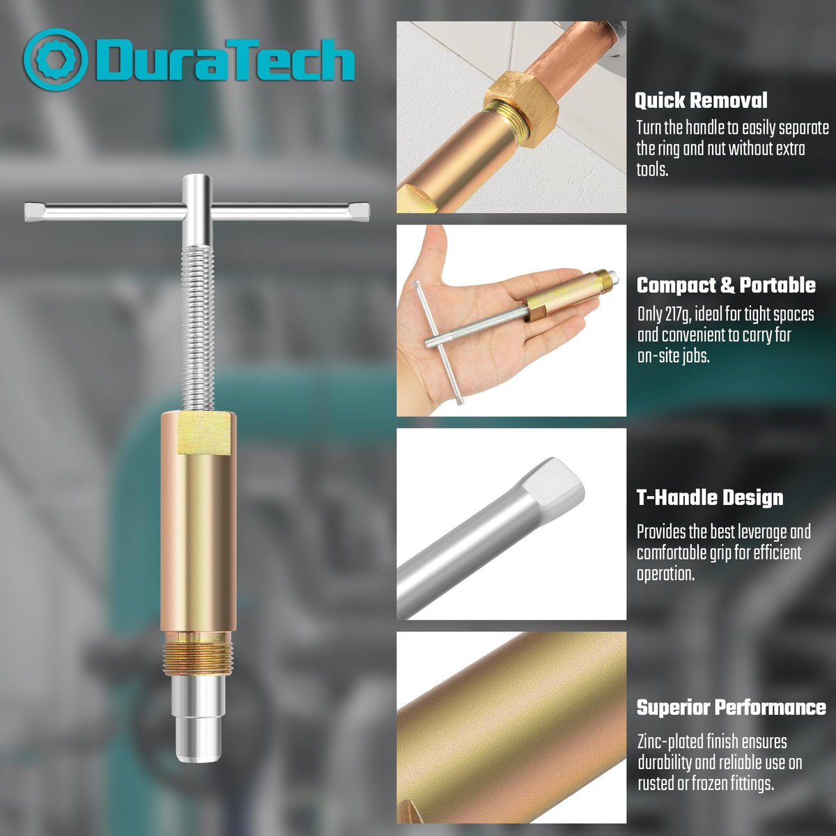 DURATECH compact design weighs 217 grams for easy handling.