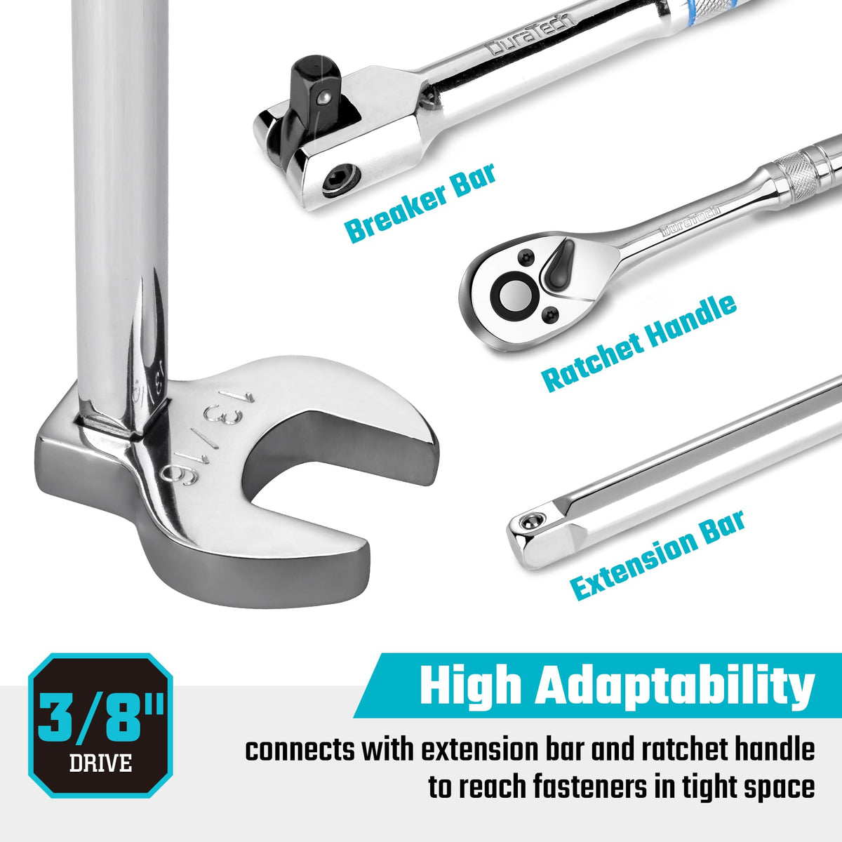 Duratech crowfoot wrench set includes EVA foam organizer for tidy storage
