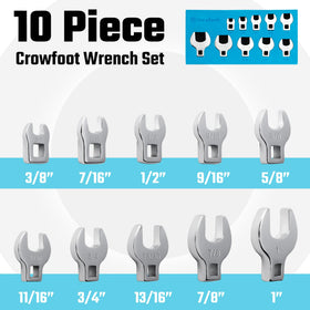 Duratech crowfoot wrenches SAE sizes 3/8 to 1 inch for versatile tasks