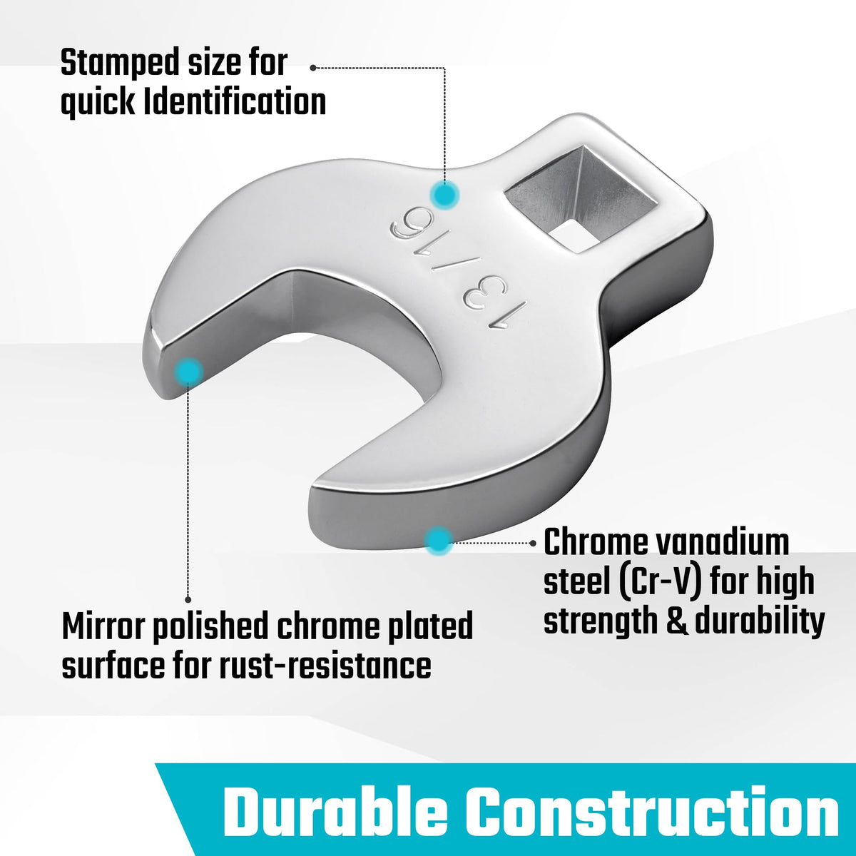 Duratech crowfoot wrenches compatible with ratchets and extensions for reach