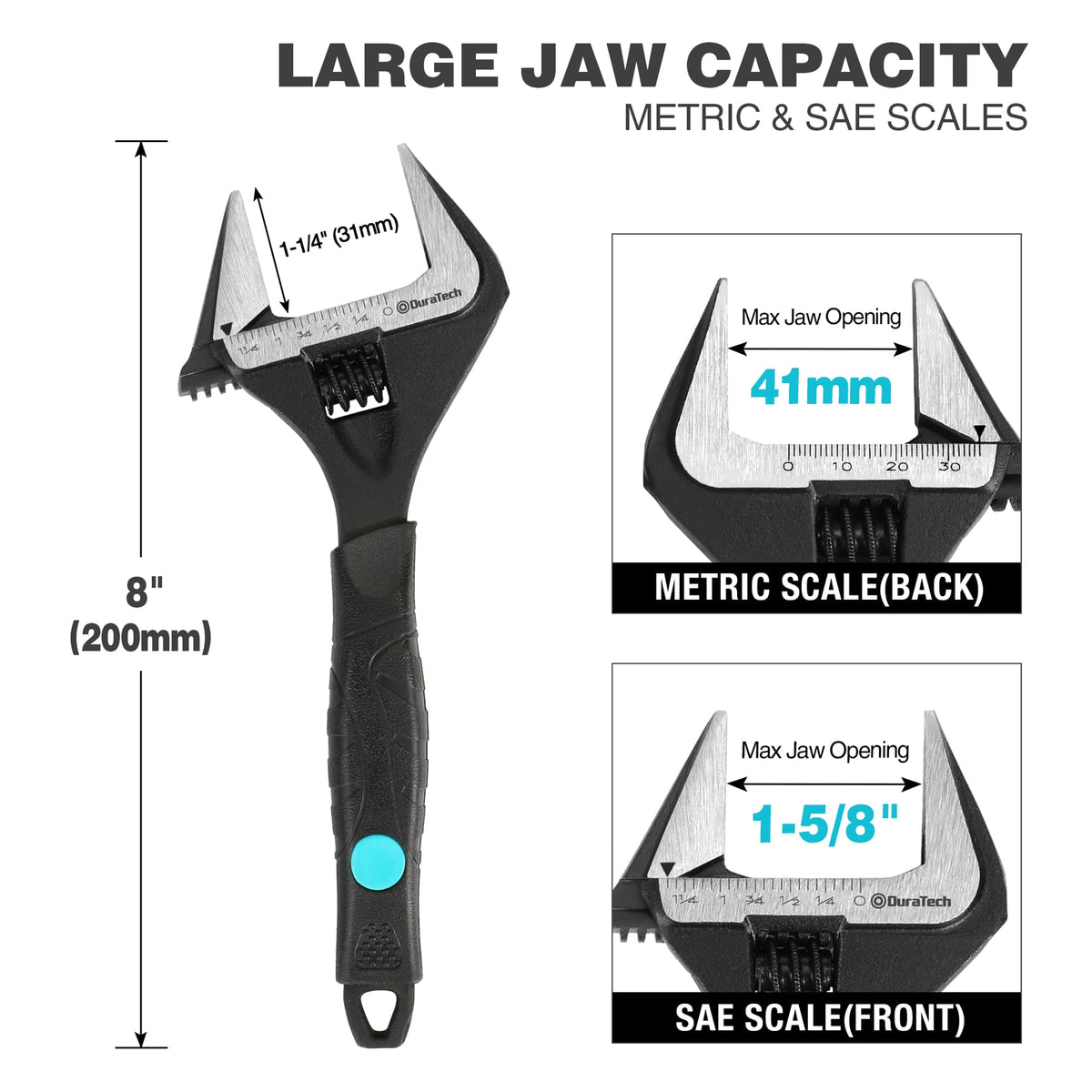 DURATECH CR-V steel wrench, drop-forged for durability in tough jobs.