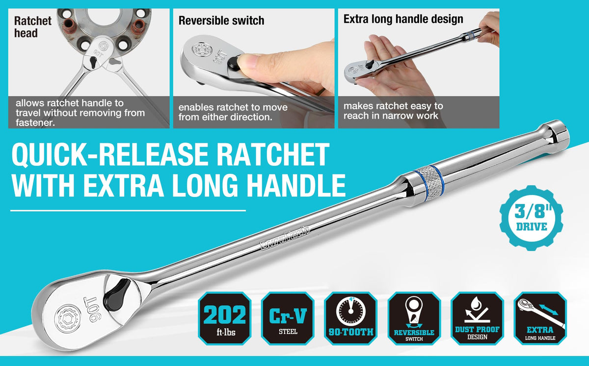 DURATECH dust-proof teardrop head protects inner gears.