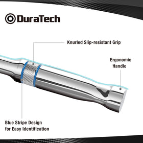 Duratech ergonomic handle designed to reduce fatigue during use.
