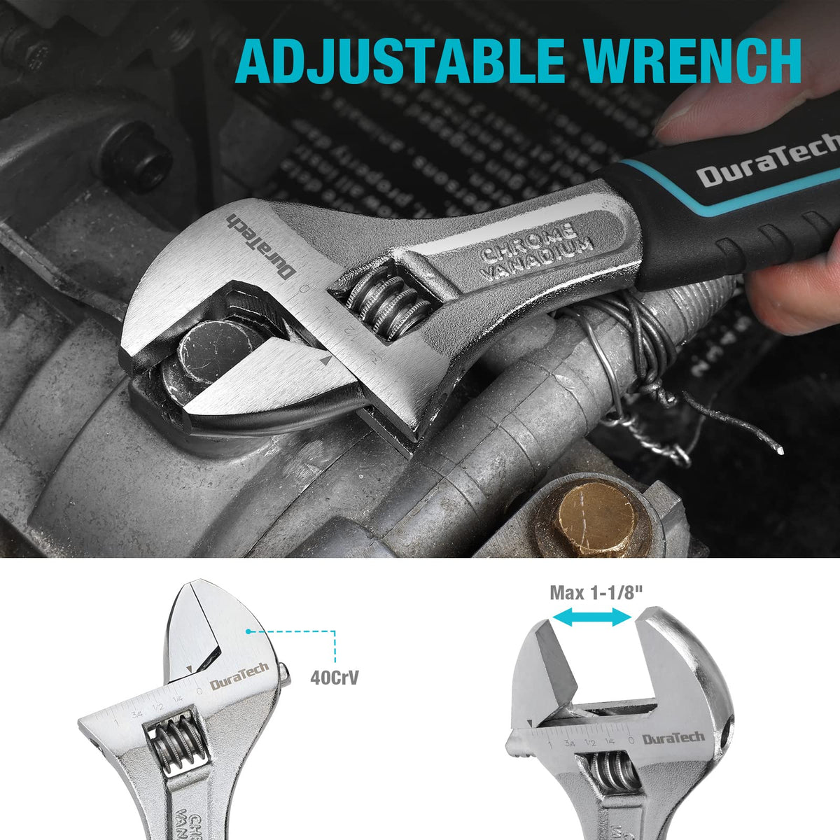 Duratech ergonomic non-slip handle enhances control during extended tasks.