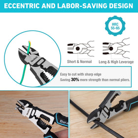 DURATECH ergonomic, non-slip handle on diagonal pliers reduces hand fatigue.