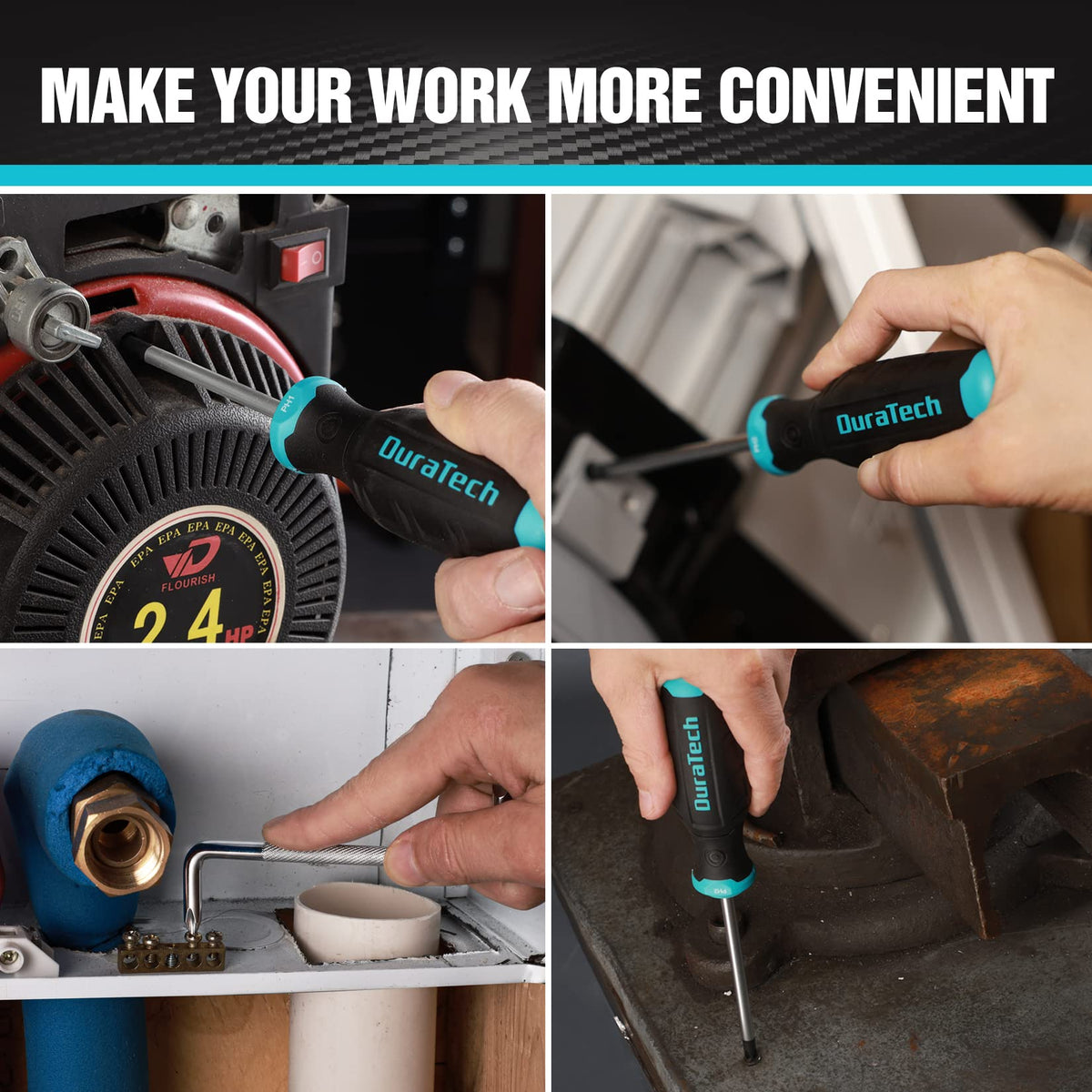 Ergonomic PP+TPE handle on DURATECH tools ensures comfortable grip