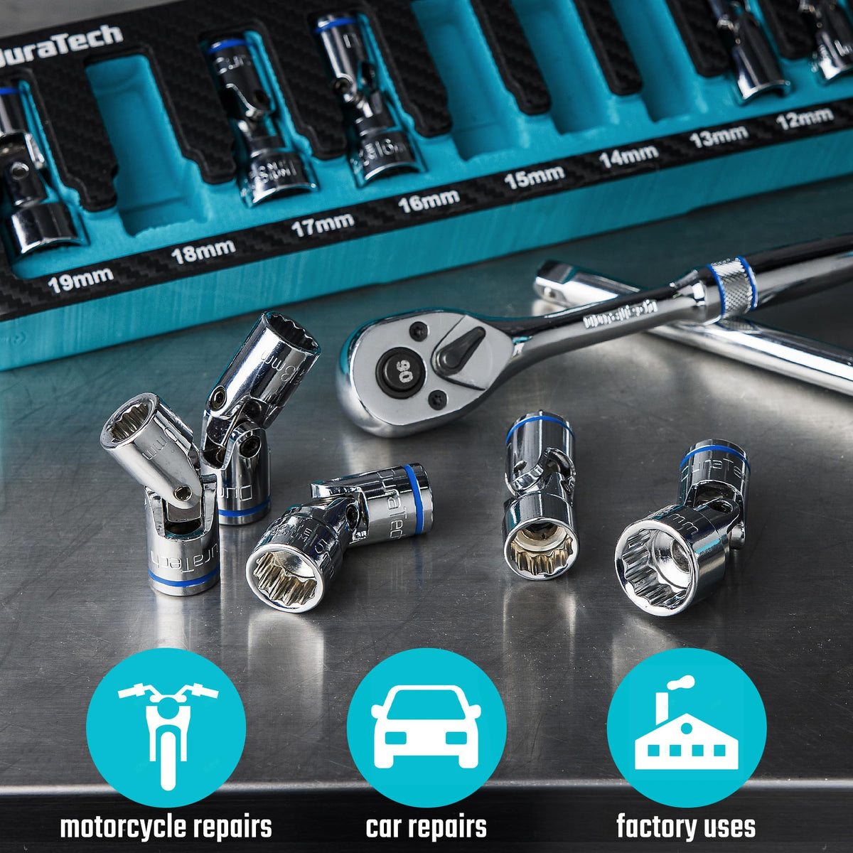 Duratech EVA foam organizer keeps sockets organized.
