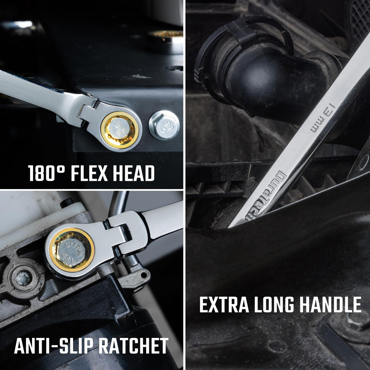 DURATECH 17-19mm wrenches in premium chrome vanadium steel for durability.