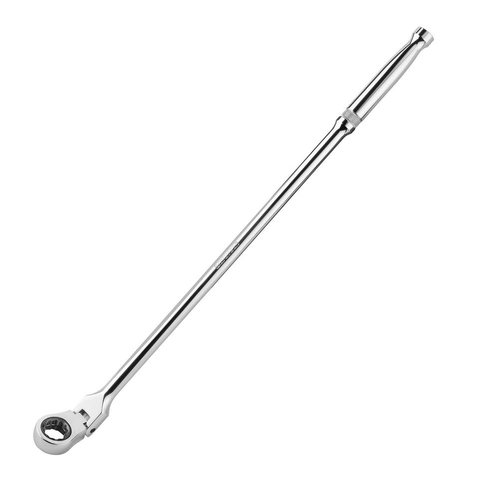 DURATECH extra long ratchet wrench with mirror finish for durable, smooth operation in tight spaces.