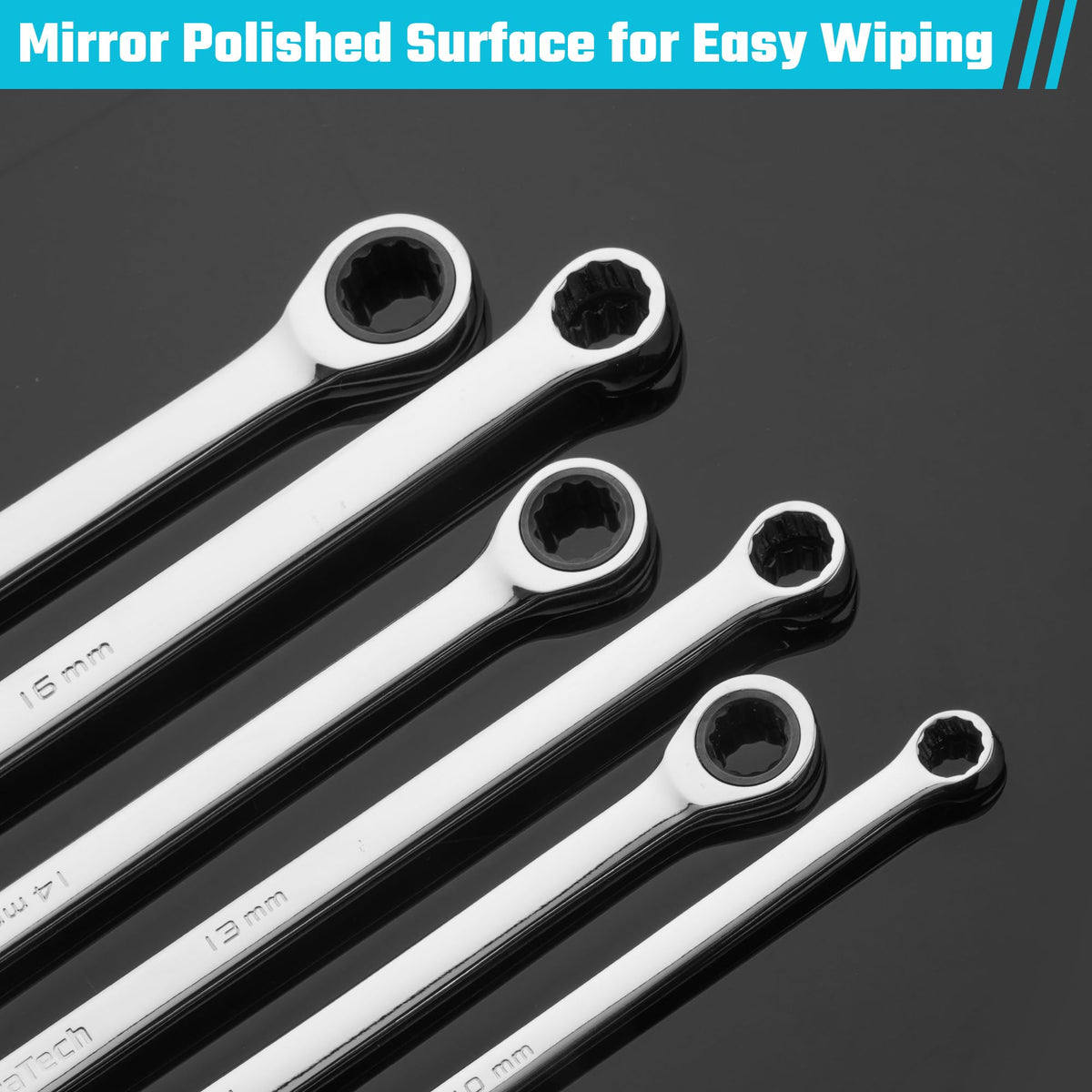 DURATECH 5-degree swing box end reduces repositioning on stubborn fasteners.