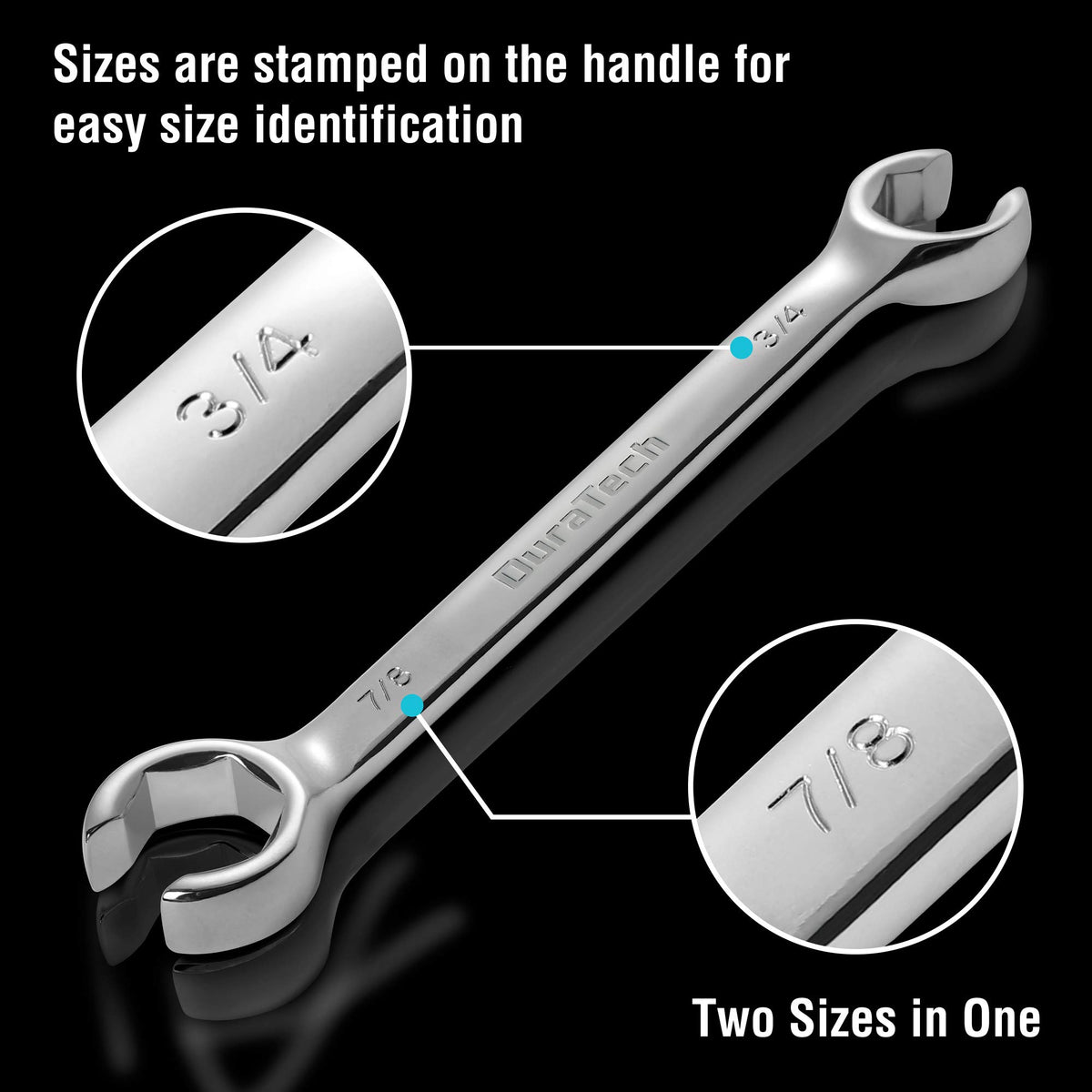 DURATECH flare nut wrench with open-end design aiding tight fittings