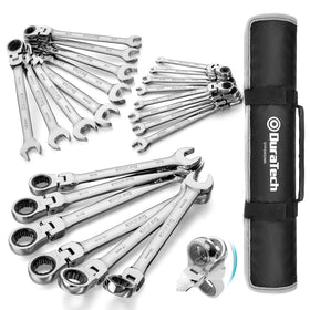 DURATECH flex-head wrench angle rotation for tight spaces.
