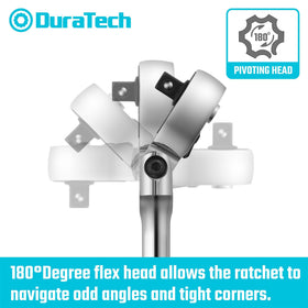 DURATECH ergonomic chrome-finished ratchet for durability and corrosion resistance.