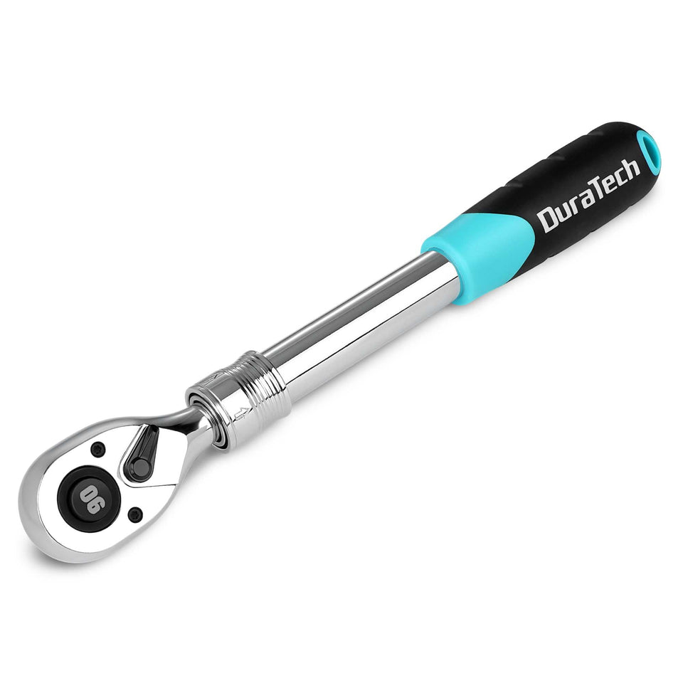 Duratech half-inch extendable ratchet extended length reaches tight spaces for hard-to-reach fasteners
