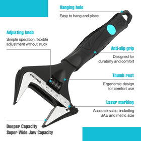 DURATECH laser-marked wrench shows precise SAE and Metric scales for exact fits.