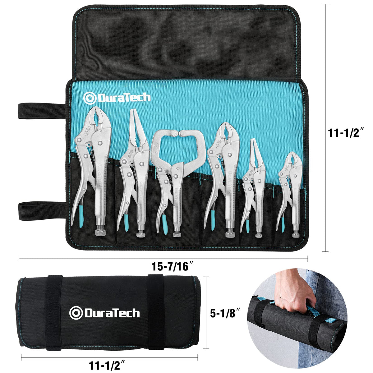 Duratech c-clamp locking plier 6 in secure mounting on surfaces.