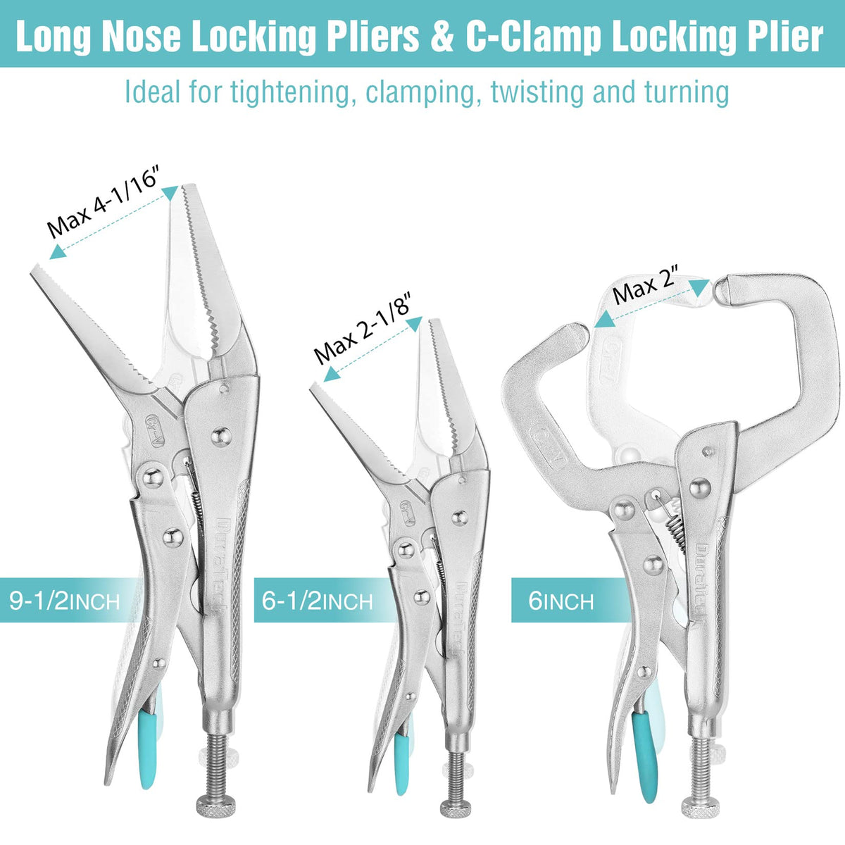 Duratech curved-jaw locking pliers 10 in extra leverage for bigger jobs.