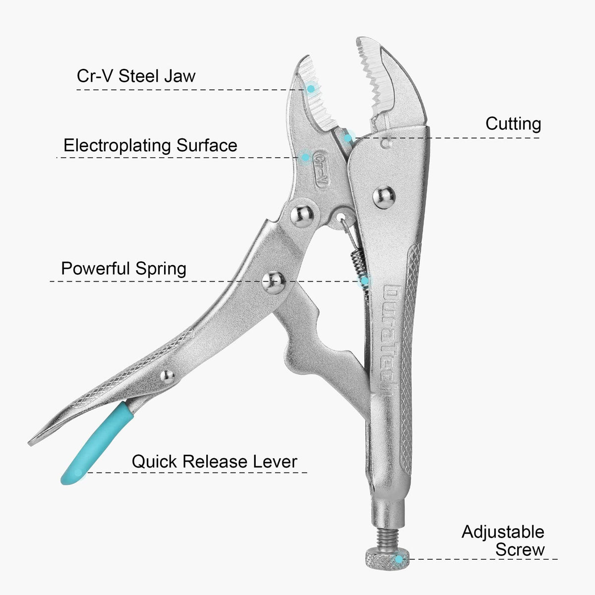 Duratech curved-jaw locking pliers 5 in versatile gripping.