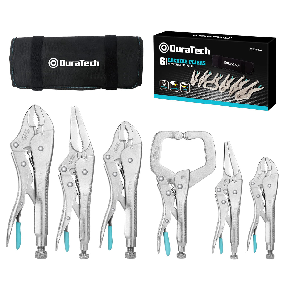 Duratech long-nose locking pliers 6-1/2 in for precise gripping.