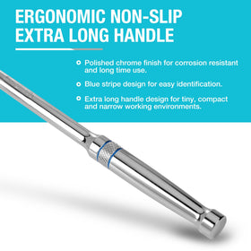 DURATECH extra-long handle improves reach in cramped workshops.