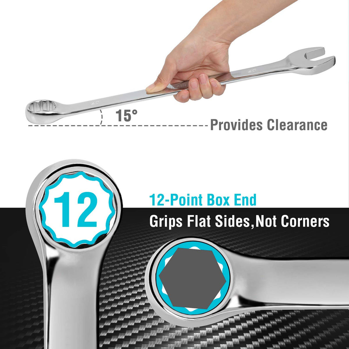 DURATECH 26mm wrench with 12-point box end reduces slippage.