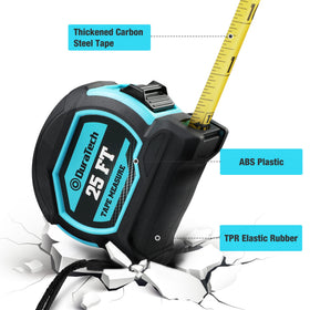 DURATECH retractable tape measure shown in use on a job site