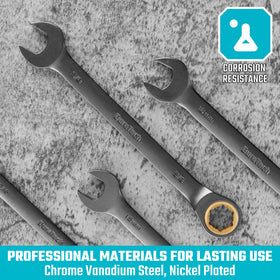 DURATECH nickel-plated wrenches with bright finish and corrosion resistance.