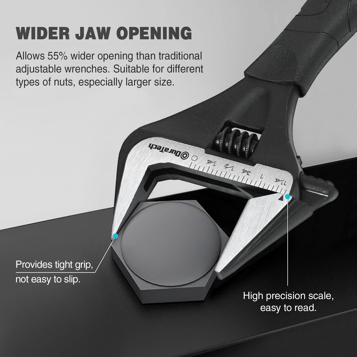 DURATECH non-slip grip handle delivers comfort and control in tight spaces.