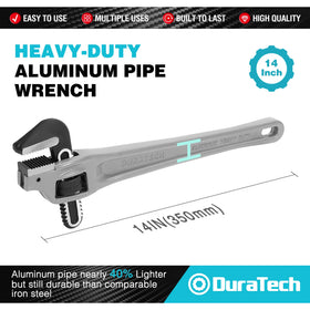 DURATECH wrench head at 45 degrees supports tight-space work.