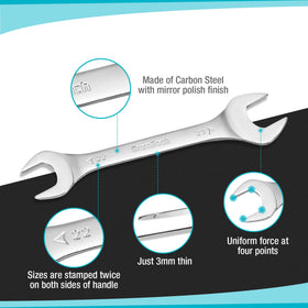 DURATECH open-end wrenches 10–12 mm pair with dual-ended design for efficiency.
