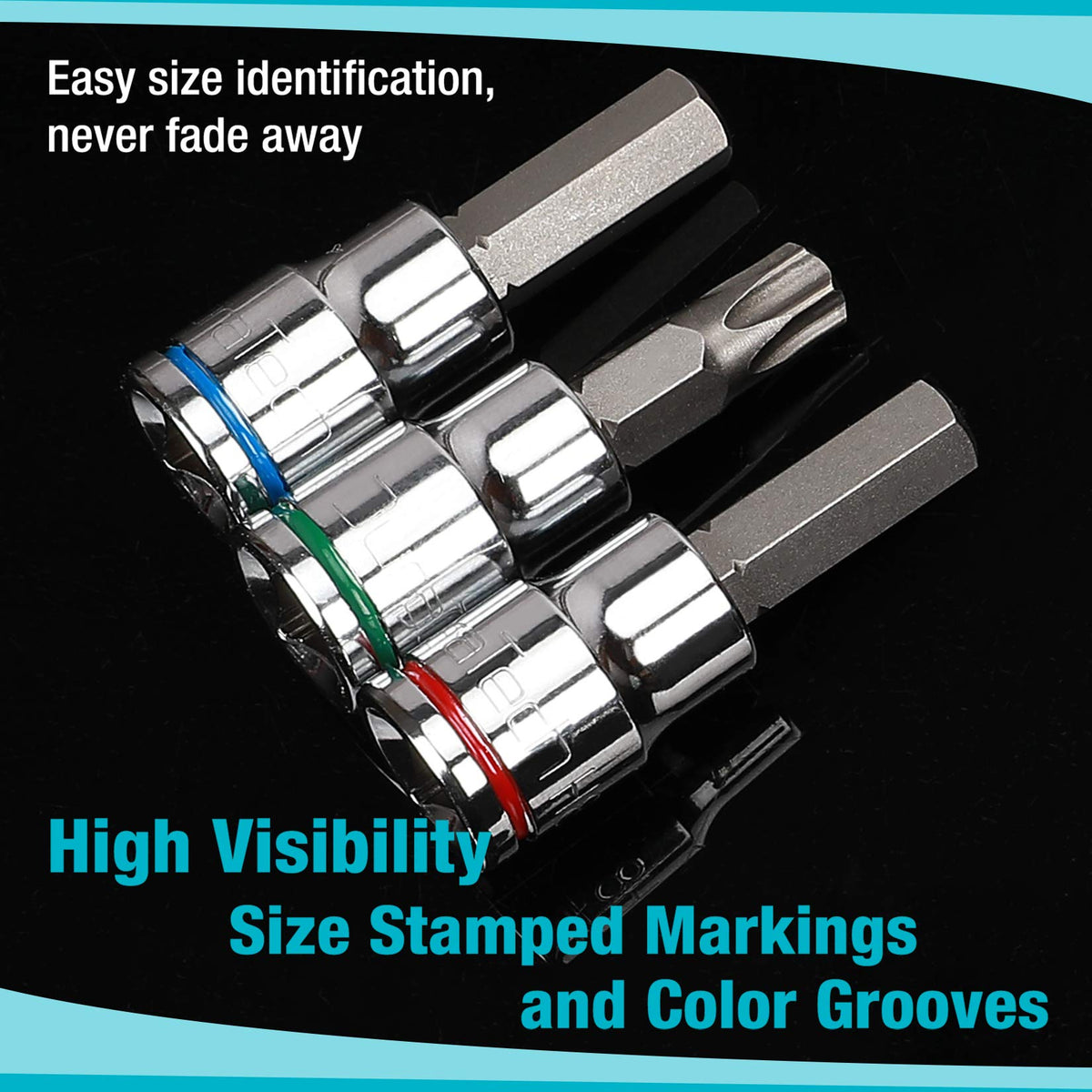 Duratech plastic rail keeps sockets organized and easy to grab.
