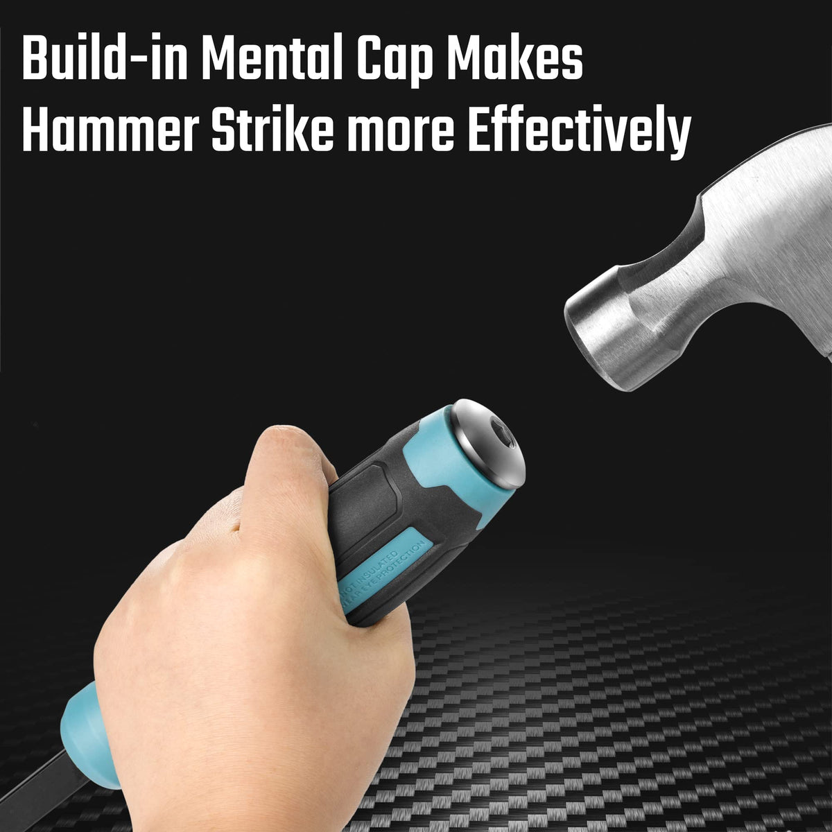Duratech pry bar hammer cap enabling direct hammer blows to the bar end.