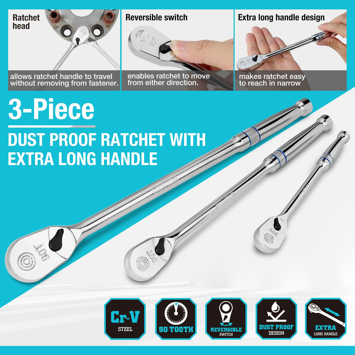 DURATECH 1/2 drive ratchet head for heavy-duty fastening tasks.