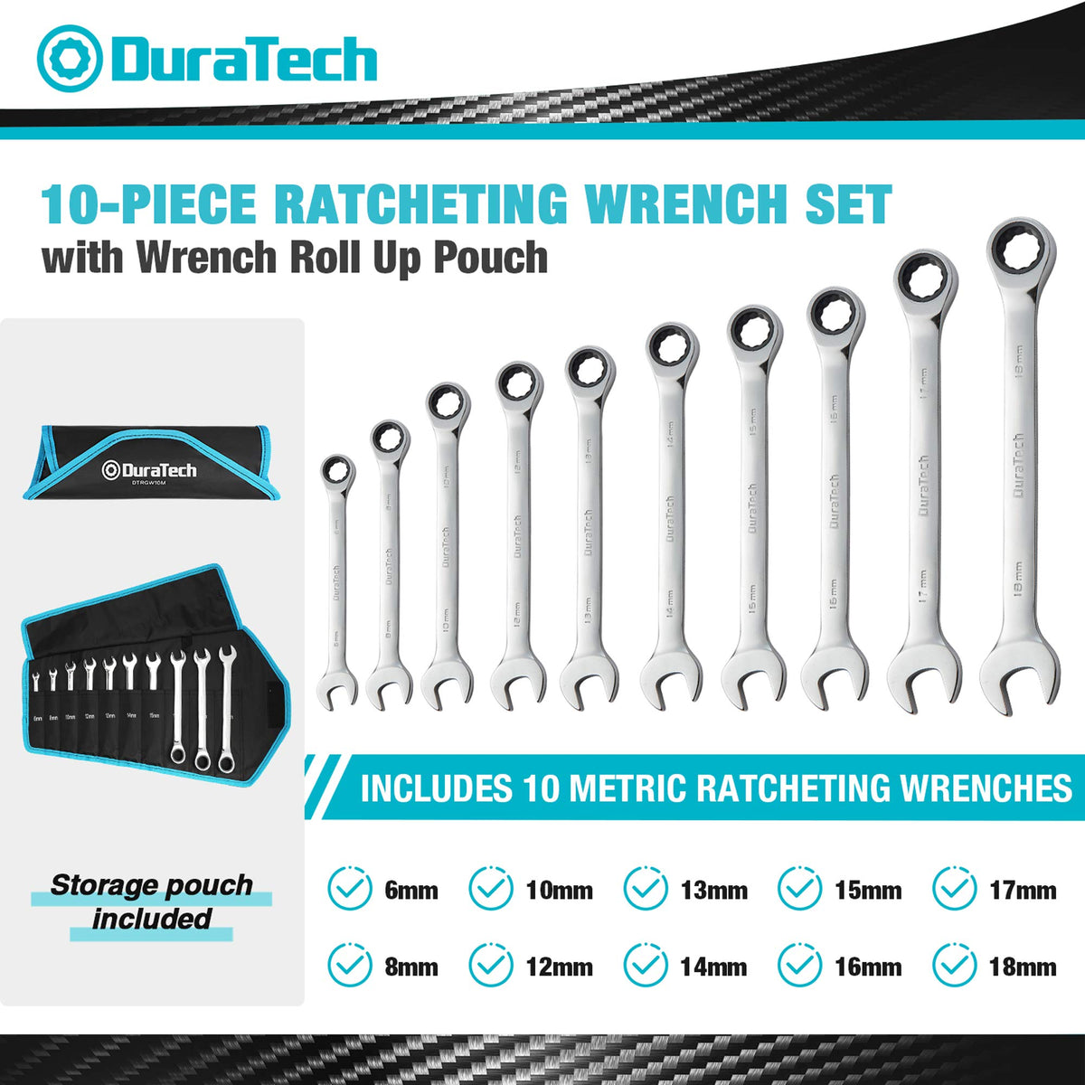 DURATECH 6-18 mm wrenches ideal for tightening in tight spaces.