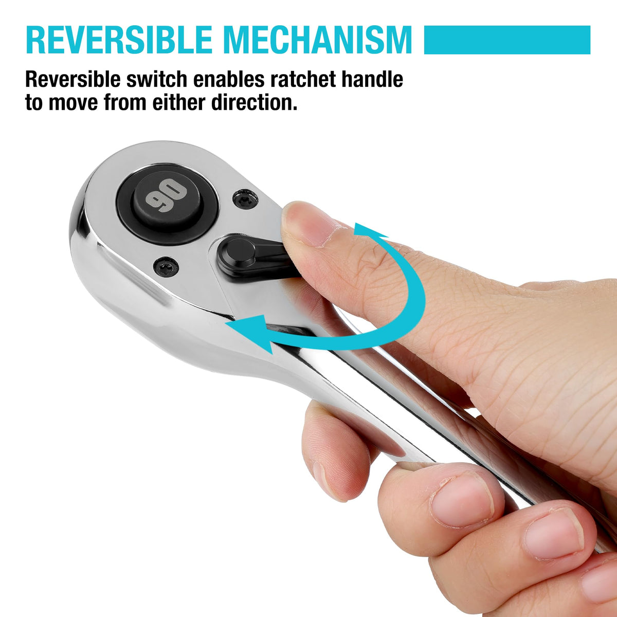 DURATECH reversible switch allows quick direction changes with one hand