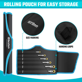 DURATECH roll-up pouch keeps wrenches organized for on-the-go repairs.