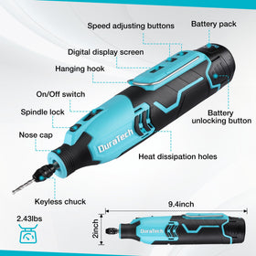 DURATECH universal compatibility with flex shafts and adjustable chuck for broader use.