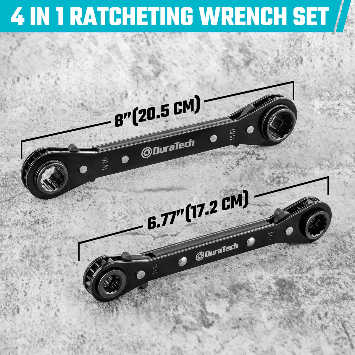 Duratech sizes stamped on handles aid fast size identification