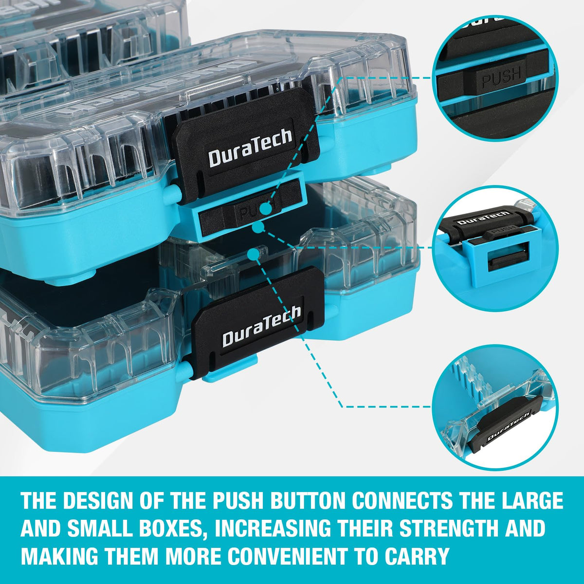 Three-piece set offers different box sizes for varied parts and bits.