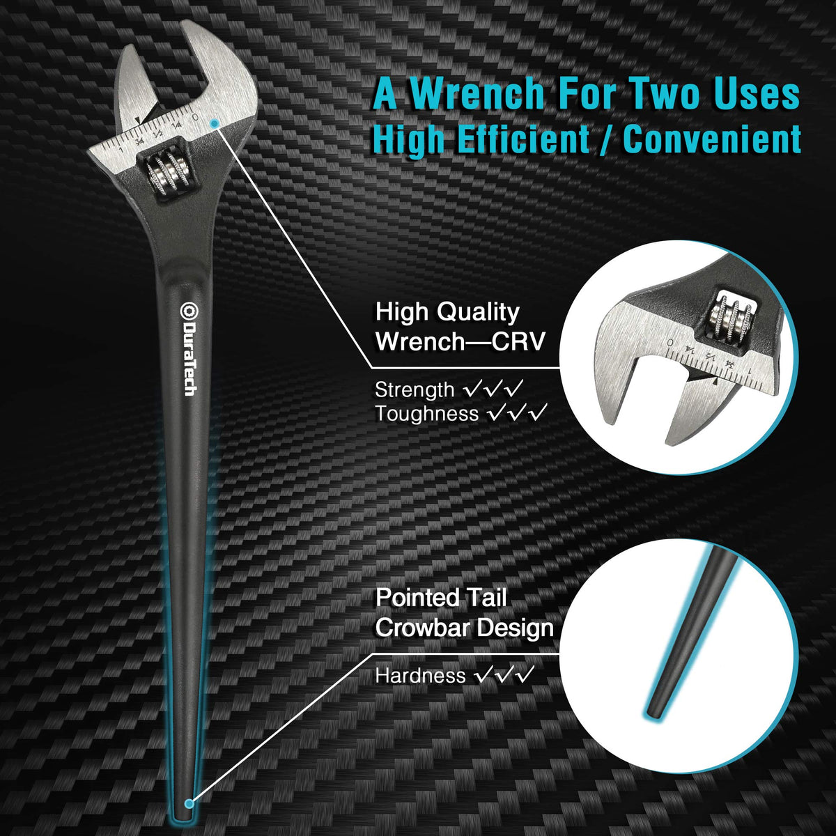 DURATECH spud wrench with black oxide finish resists rust in tough environments.