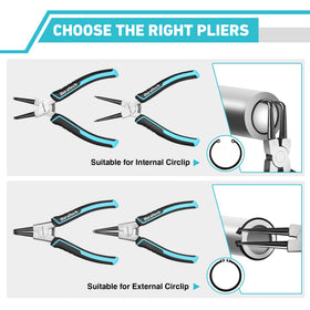 DuraTech straight external pliers enabling secure snap ring installation